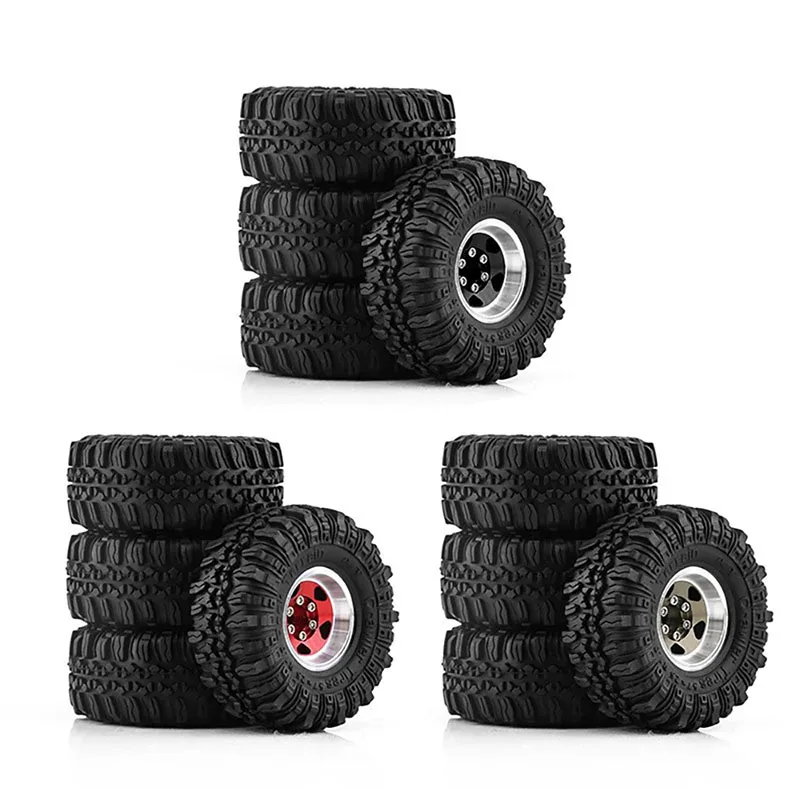 

4pcs 57mm Metal 1.0" Beadlock Wheel Rim Rubber Tire Set for 1/18 1/24 RC Crawler Axial SCX24 AX24 TRX4M FCX24 Upgrade Parts