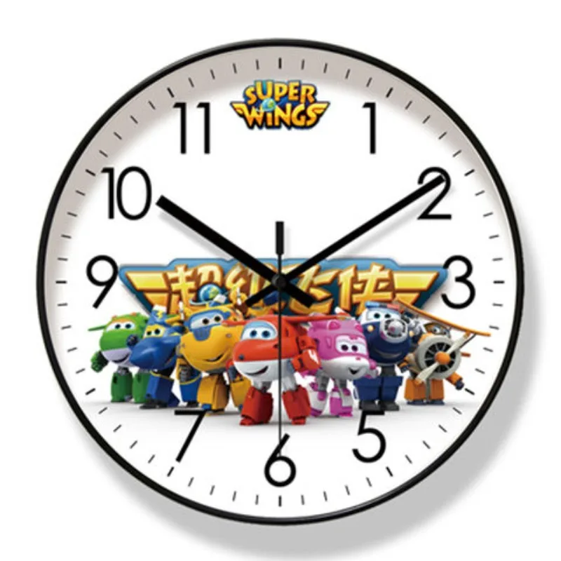 Super Wings Round Cartoon Quartz Home Clock Silent Travel Time Versatile Fashion Children\'s Bedroom Early Education Wall Clock