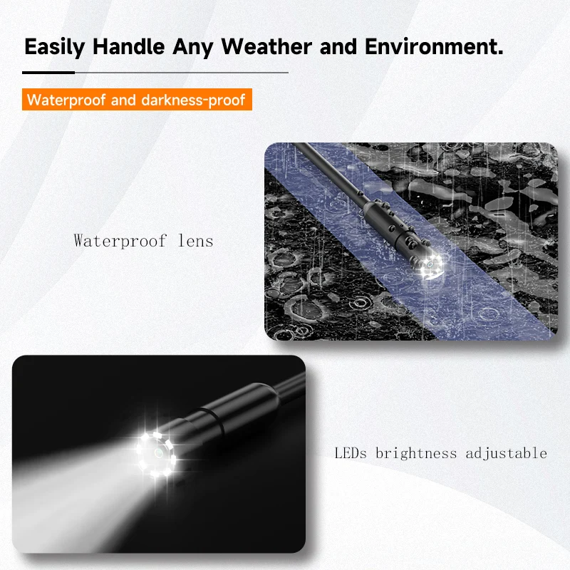 4.3 Inch Screen Endoscope Camera HD1080P 8MM Lens Explorer Pipe Car Inspection Borescope 2-10M LEDs waterprof 2600mAh Take Photo
