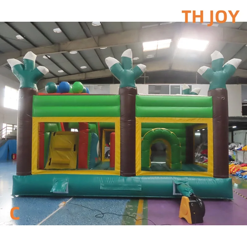 Por barco a puerta, casa inflable de animales de dinosaurio, combos de casa de salto inflable de jungla de 5x4m con tobogán a la venta