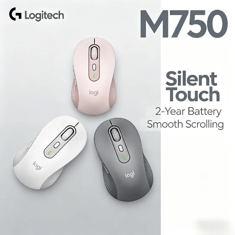 

Original Logitech M750 Wireless Bluetooth Office Mouse 2000 DPI SmartWheel SilentTouch Technology Ergonomic for PC Laptop Mac