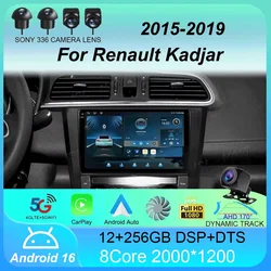 Android 16 Car Radio For Renault Kadjar 2015 - 2019 Navigation GPS Multimedia Video Player Stereo wifi+4G Carplay auto 2 DIN DVD