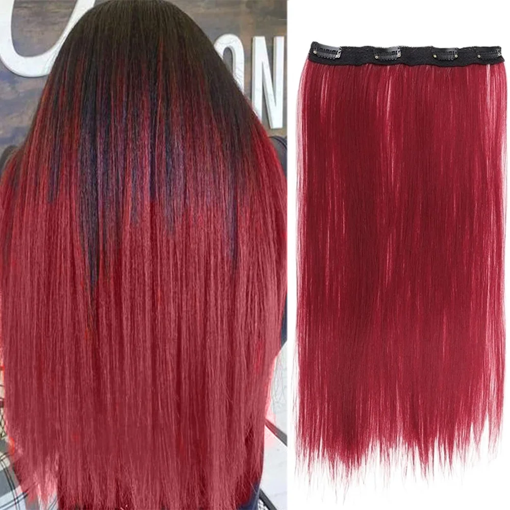 One-Piece Traceless Ear-Hanging Hair Extension, Color Blend Hairpiece Synthetic Hair For Women