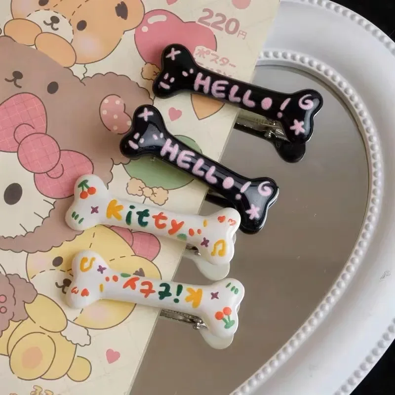 5pcs Bone Design Dog Hairpin Aesthetic Popular Hair Clips Charm Lovely Barrettes Girls Kids Kawaii Hairclip Tools Accessories