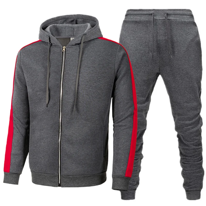 Men Casual Tracksuit Zipper Hoodies Top And Sweatpants 2pcs Set 2024 Male Outdoor Jogging Jackets Clothes Sport Man Pants Suit
