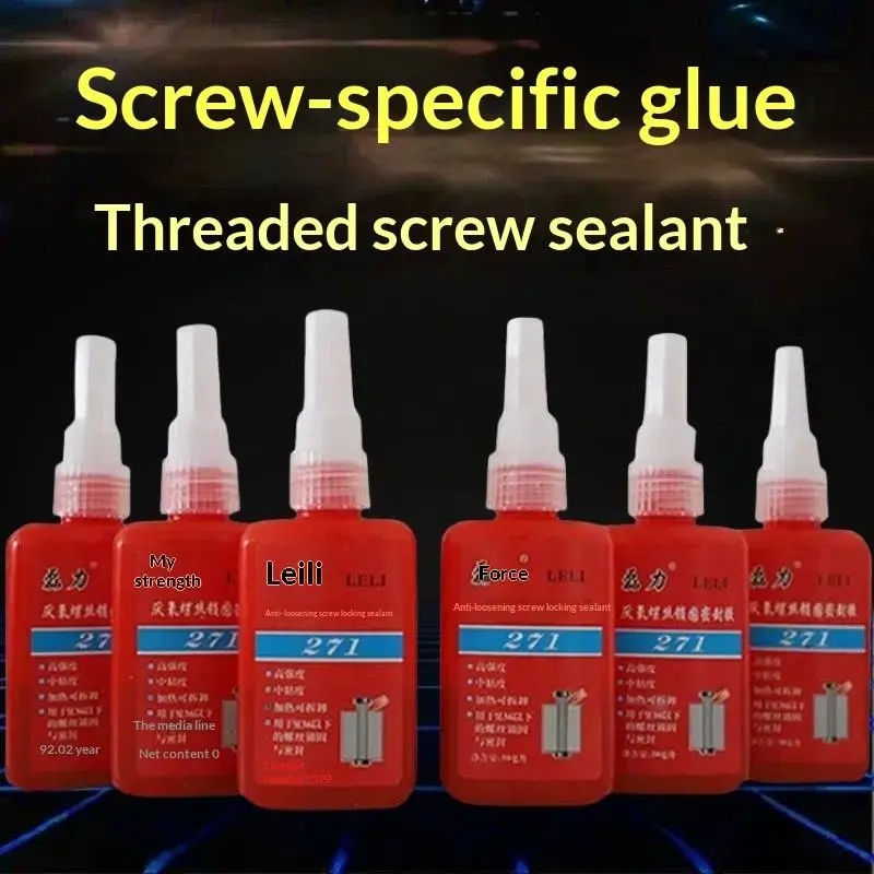 

New 271 High-Strength 50Ml Threadlocker, Industrial Glue Removable Anti-Loosening Anti-Slip Waterproof Rust-Proof Oil-Resistant