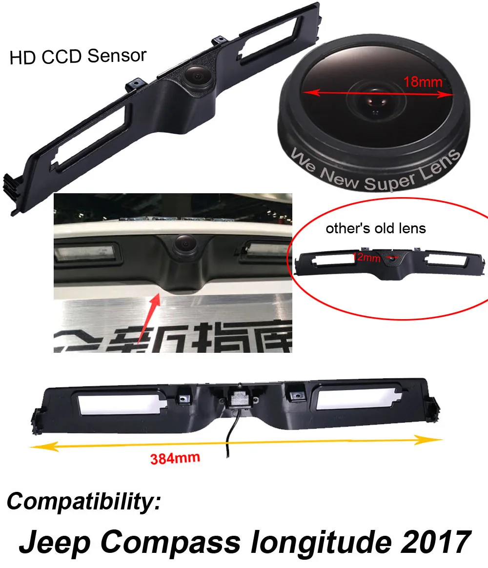 HD Car rear view camera Trunk handle camera for Jeep Compass longitude 2017 back up reverse parking waterproof
