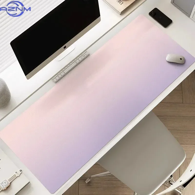 Rubber Desk Pad Protector Pink Gradient Simple Y2K Mouse Pad Office Desk Mat Waterproof Oilproof PU Desk Blotter Keyboard Pads