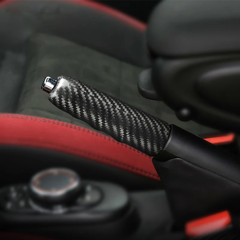 Car Carbon Fiber Handbrake Lever Cover for Mini Cooper S JCW ONE F55 F56 Hatchback F57 Cabrio Car Hand Brake Trim Accessories