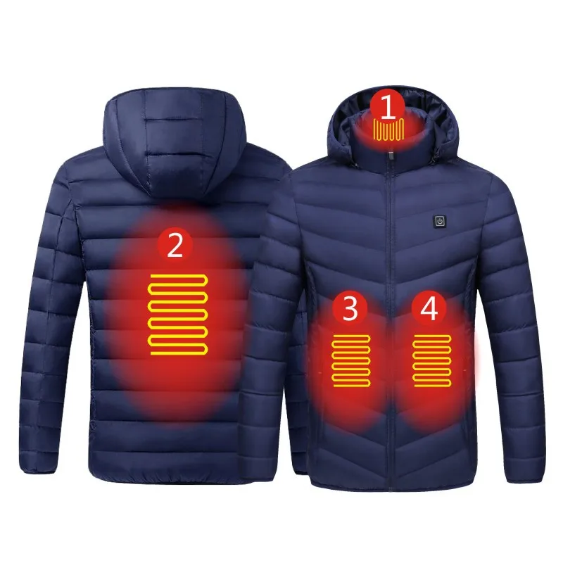 Outdoor Hooded Warm Heated Coats Autumn Winter Heating Clothing Smart Constant Temperature Men Women USB Heated Cotton Jackets