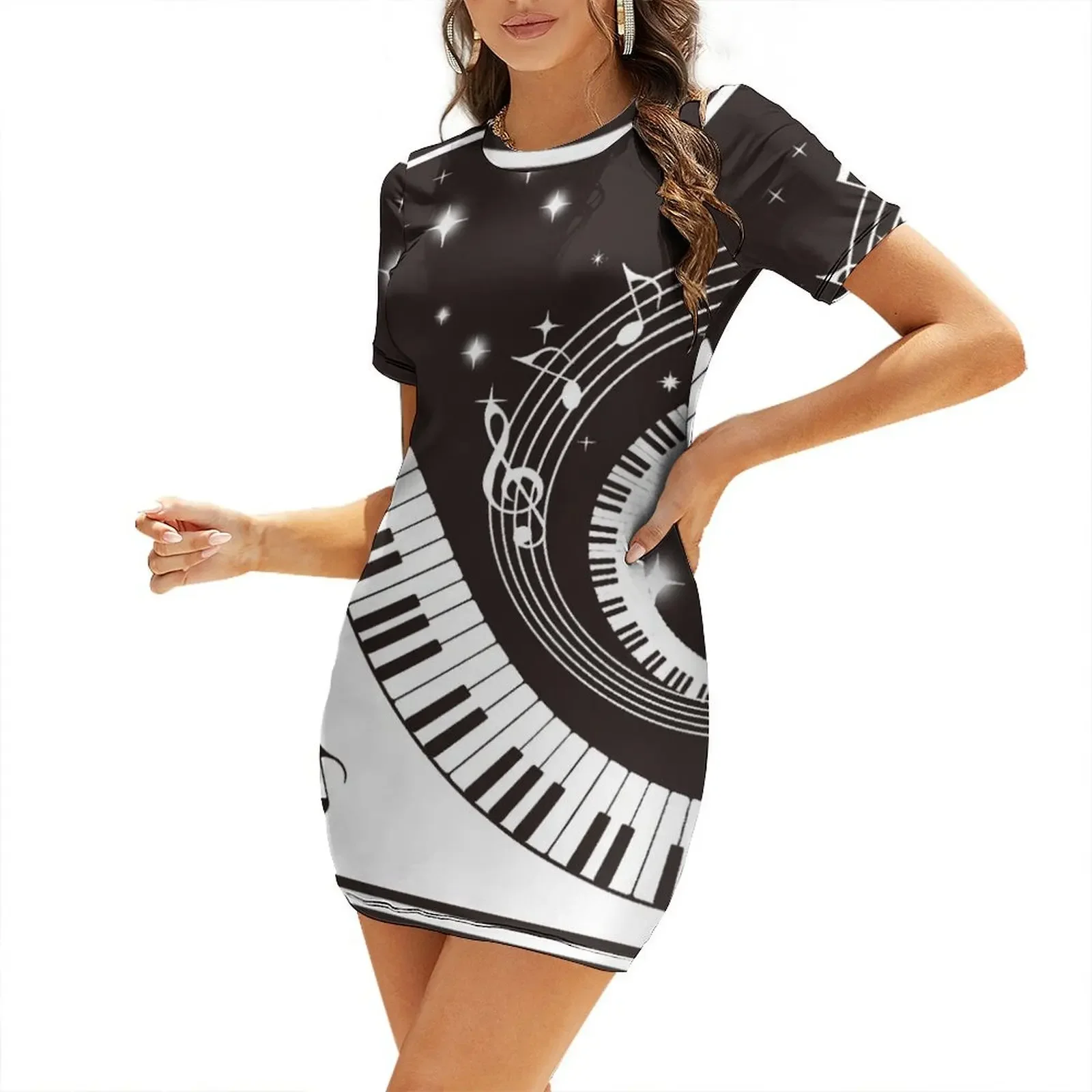 

Piano Swirl 3 Short-Sleeved Dress dresses for woman 2025 women clothes dresses for women 2025 luxury designer party Dress