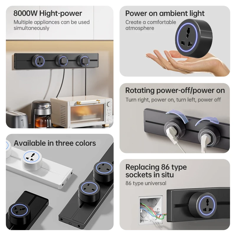 Wall Power Track Socket Brazil/Russian/Israel/Italy Office Electric Sockets Removable Adapter Plugs US EU UK FR Universal USB
