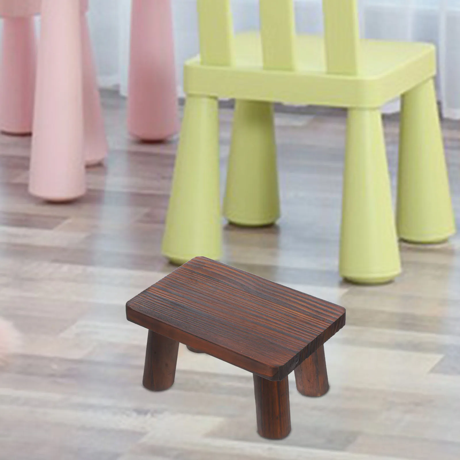 Banqueta de madeira para idosos, cabeceira pequena, rústica, portátil, resistente, antiderrapante, para ambientes internos e externos