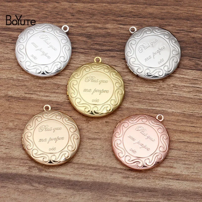 BoYuTe (5 Pieces/Lot) Round 32MM Metal Brass Floating Locket Factory Direct Wholesale Photo Locket Pendant