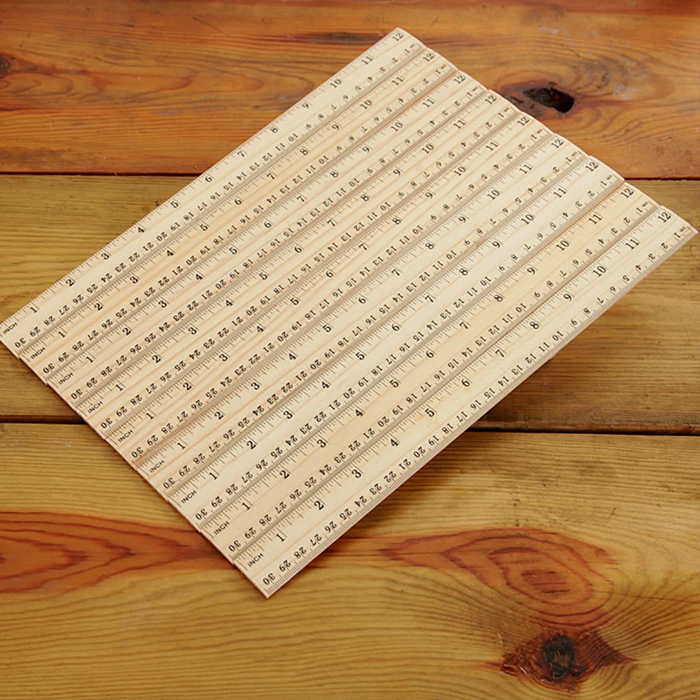 20 Pcs Wooden Ruler Rulers Metric for Office Straight Edges Drawing Small Measuring Learning Scale Measure Supplies
