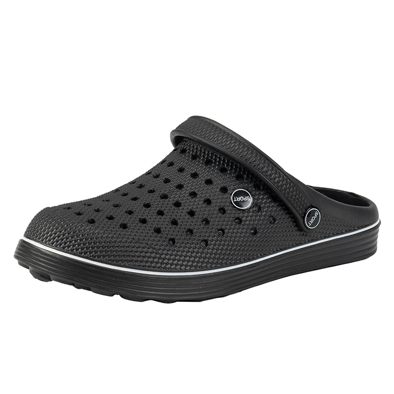 Atmungsaktive Herren-Clogs, Schwarze Rutschfeste EVA-Gartenschuhe, Outdoor-Strandsandalen, Lässige Slip-on-Pantoffeln