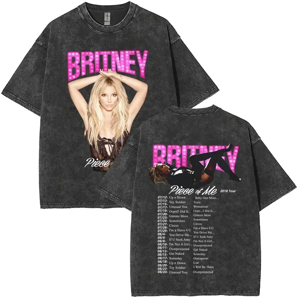 

Футболка The Britney Tour 2001 в классическом ретро-стиле Бритни Спирс, винтажная, с эффектом потертости, для мужчин и женщин, повседневная, оверсайз, с коротким рукавом, уличная одежда
