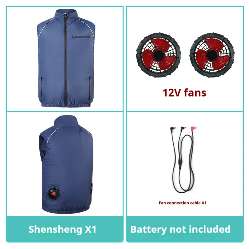 

Men USB Cooling Fan Vest Air Conditioned Wear UV Protection Breathable Anti Heatstroke Lightweight Outdoor Construction Work Ves