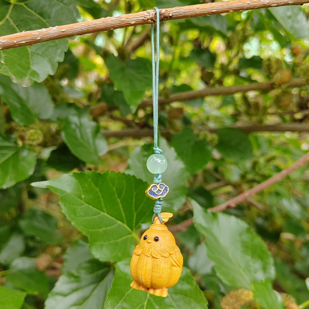 1 Pc Wooden Chicken Pendant, Hand-Carved, New Chinese Style, Modern Style, Suitable for Halloween Decorations, Holiday Decorations, Phone Pendants, Housewarming Gifts, Bedroom Pendants, Birthday Gifts, Back-To-School Season Gifts