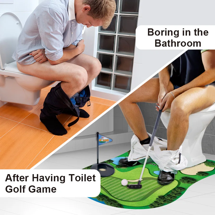 Toilet Golf Simulator Toy Set Funny Leisure Entertainment Game for Beginner Golf Practice Indoor Game Toy view 4