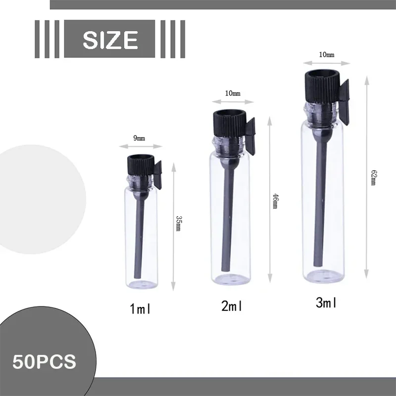 Mini Échdébordde sexuellement HI AfricGlass, Flacons Compte-Gouttes pour Château Essentiel, Outils d'Emballage Gratuits, 1ml, 2ml, 3ml, 50 Pièces