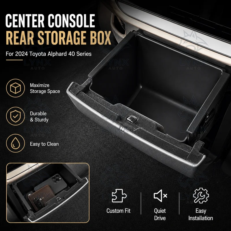 For 2024 Toyota Alphard 40 Series Center Console Rear Storage Box Car Organizer Armrest Automotive Accessories
