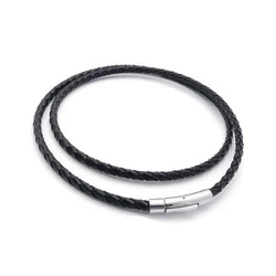 3mm 4mm 5mm Genuine Leather Choker Necklace Black Cord Stainless Steel Bayonet Clasp for Jewelry Making DIY Findings 55cm 60cm