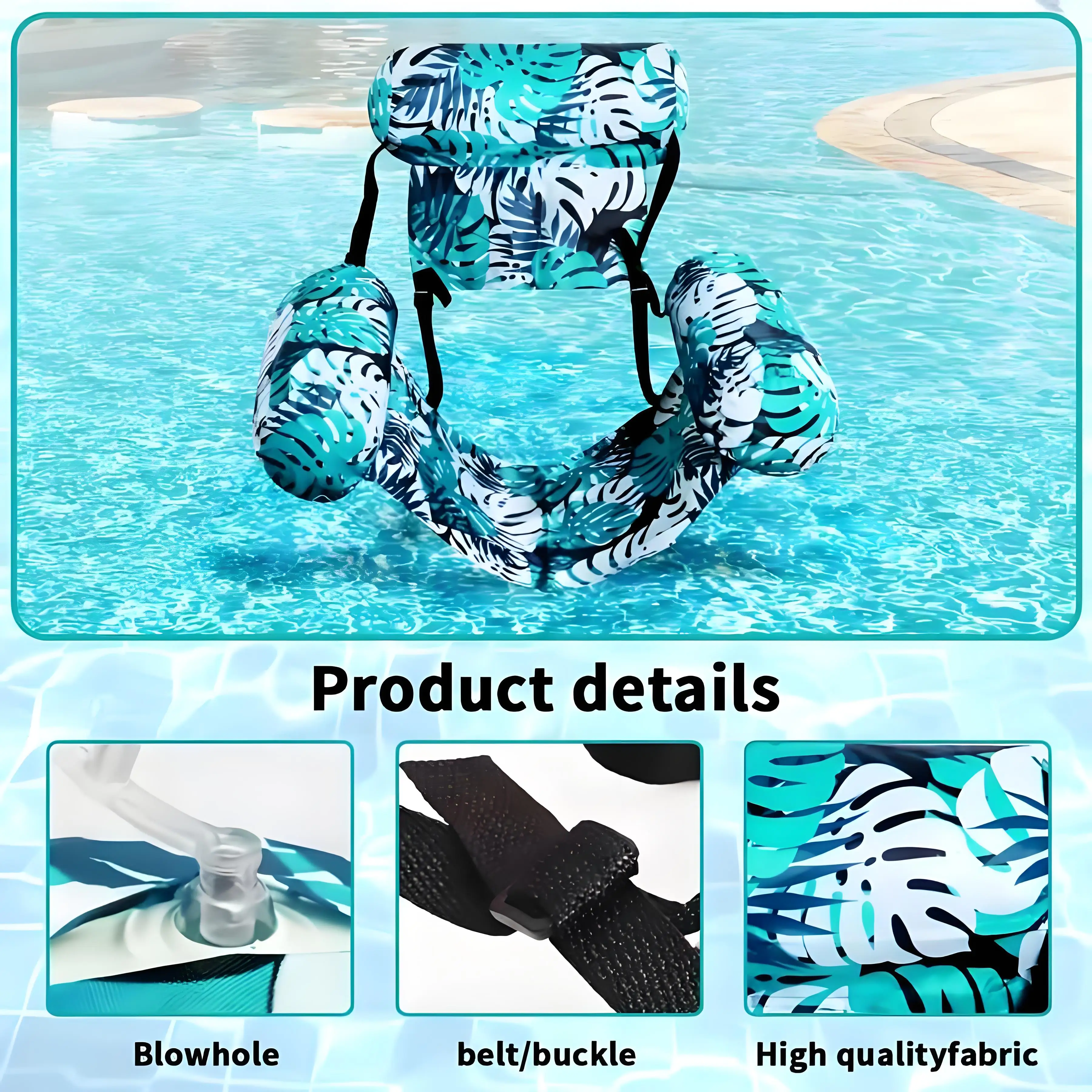 1/2PCS Water Floating Lounger for Adult Portable Pool Float Chair Foldable Recliner Inflatable Water Hammock with Backseat image 3