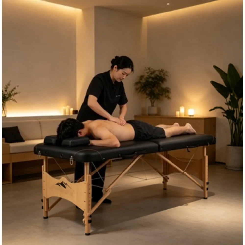 

Portable Adjustable Height Massage Table w/ Face Cradle Pillow Bolster Carrying Case Custom