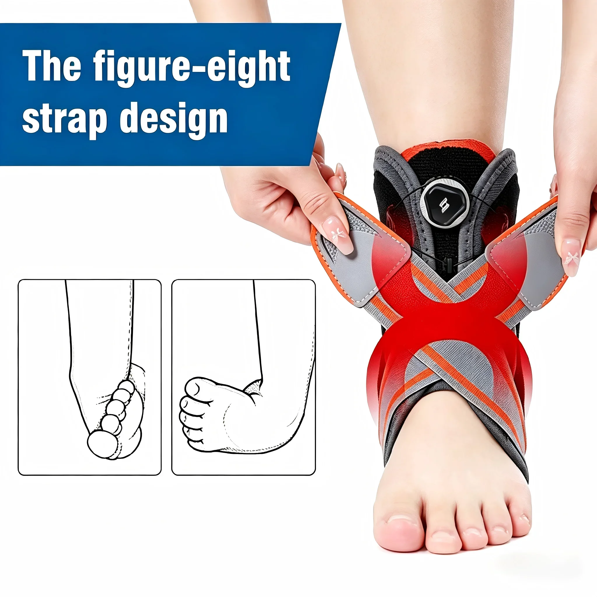 Unisex Ankle Orthosi Bracket Elastane Foot Stabilizer with Protective Rotary Ankle Strap for Injury Recovery Ankle Brace Support
