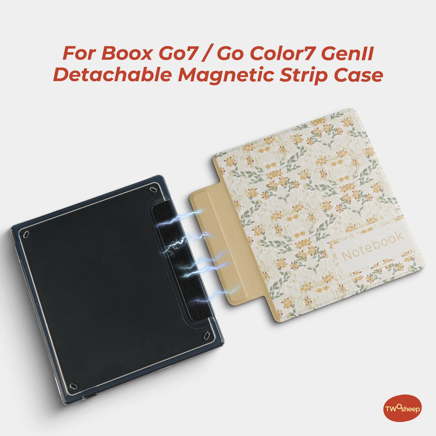 twosheep Fresh Floral Case Cover suit for Boox Go7 Go Color7 GenII Go Color7 Gen2 Leaf3 Leaf3c 7