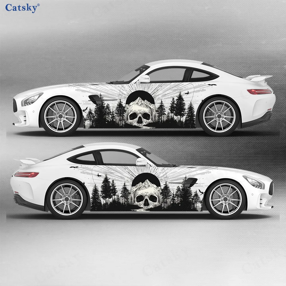 

Mountain Peak Forest Sun Skull Car Vinyl Wraps Decal Self-adhesive PVC Sticker Suitable for Trucks SUV Decor Auto Accessories