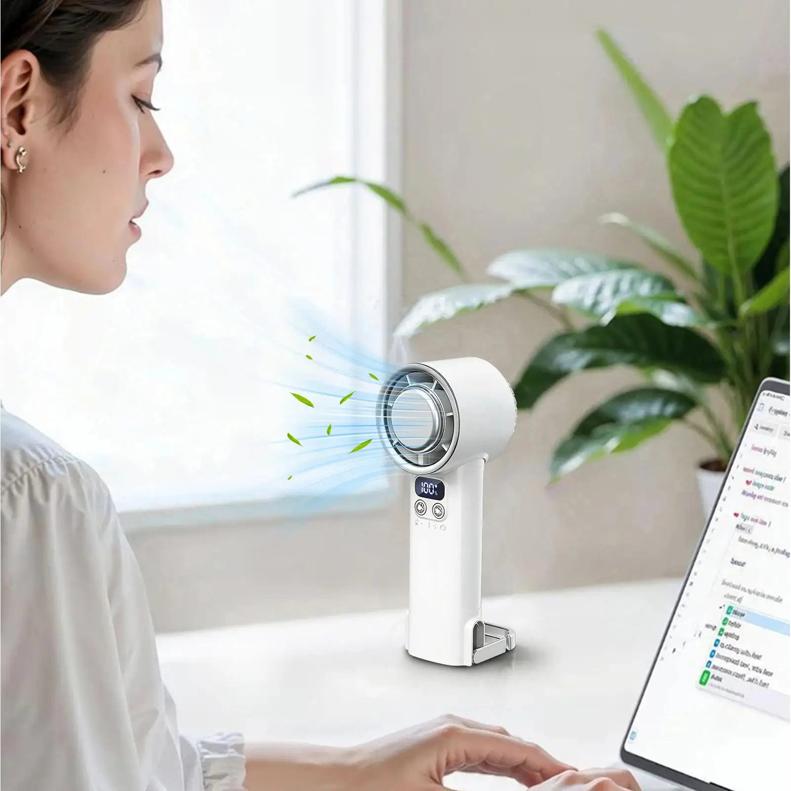 

Portable Fan 100 Speed Rechargeable Cooling Gadgets With Digital Display 4000mAh Handheld Mini Fan For Travel Vacation Cruise