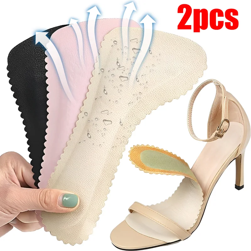 

2pcs Anti-Slip Sweat-absorbent Massage Insoles Seven-point Pad Leather Half Pad Women Feet High Heel Insoles Orthotics Inserts