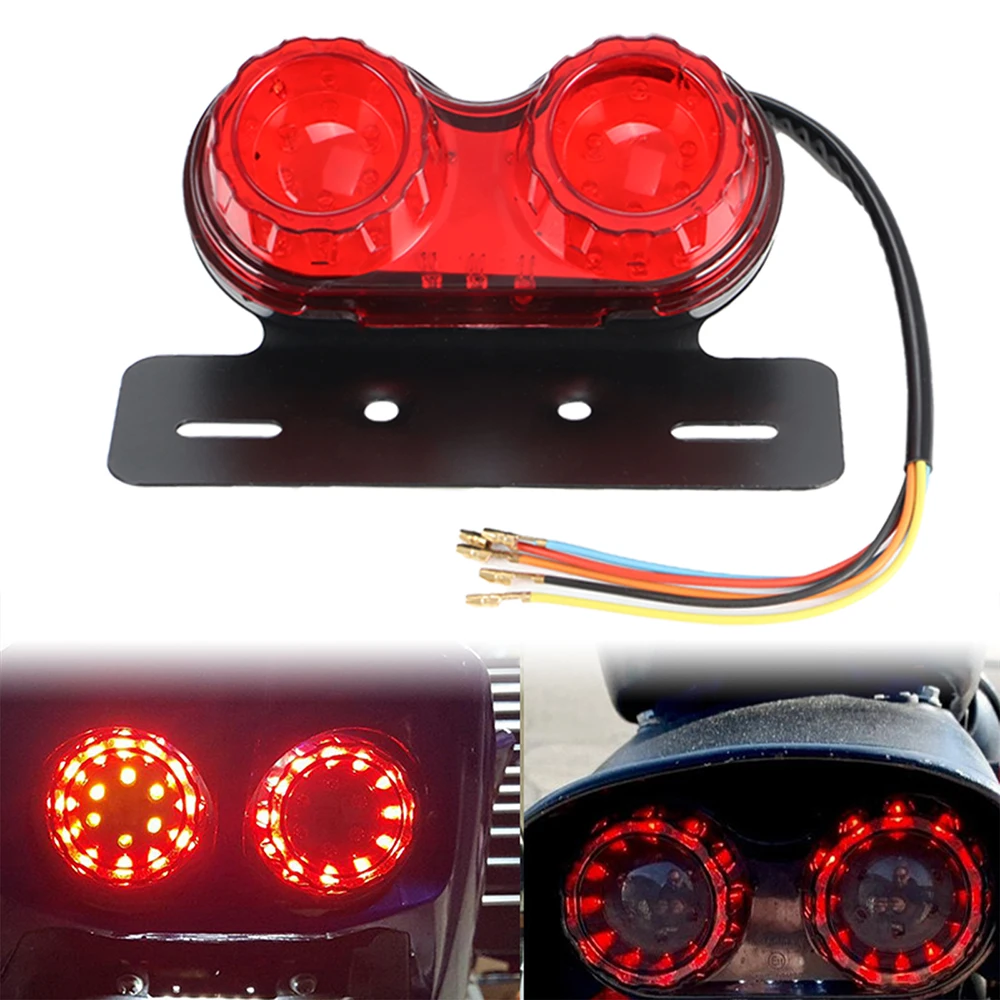 

Двойной задний стоп-сигнал для мотоцикла, стоп-сигнал, светодиодный встроенный задний фонарь, модифицированный держатель номерного знака, указатели поворота, аксессуары для мотоциклов