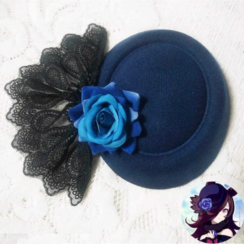 Umamusume Pretty Derby Rice Shower Cosplay Perücke Kleiner Hut Kopfbedeckung Anime Spiel Rollenspiel Dunkelbraunes Haar Ohren und Schwanz Party Requisiten
