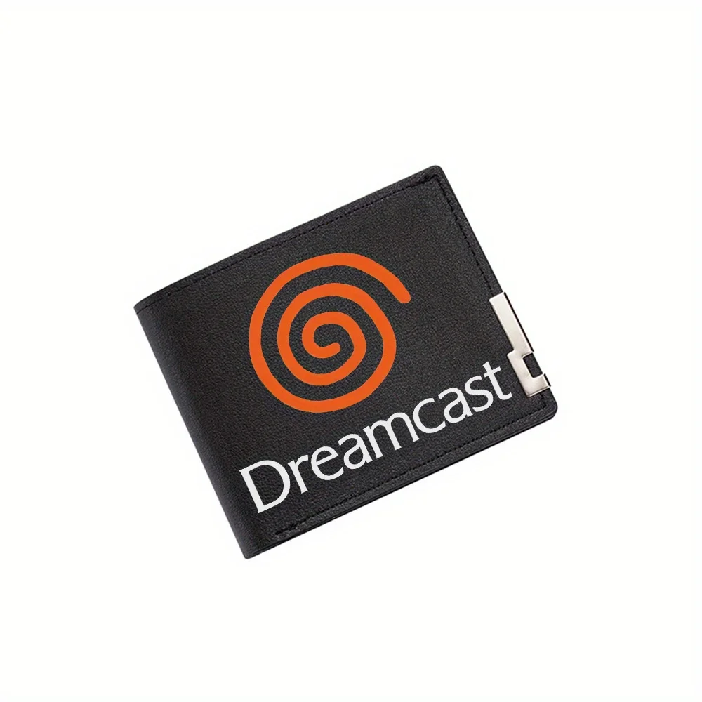 

Оранжевый вихревой логотип, черный фон, мужской кошелек Dreamcast с принтом, простой современный стильный деловой кошелек для парня отца, Ch