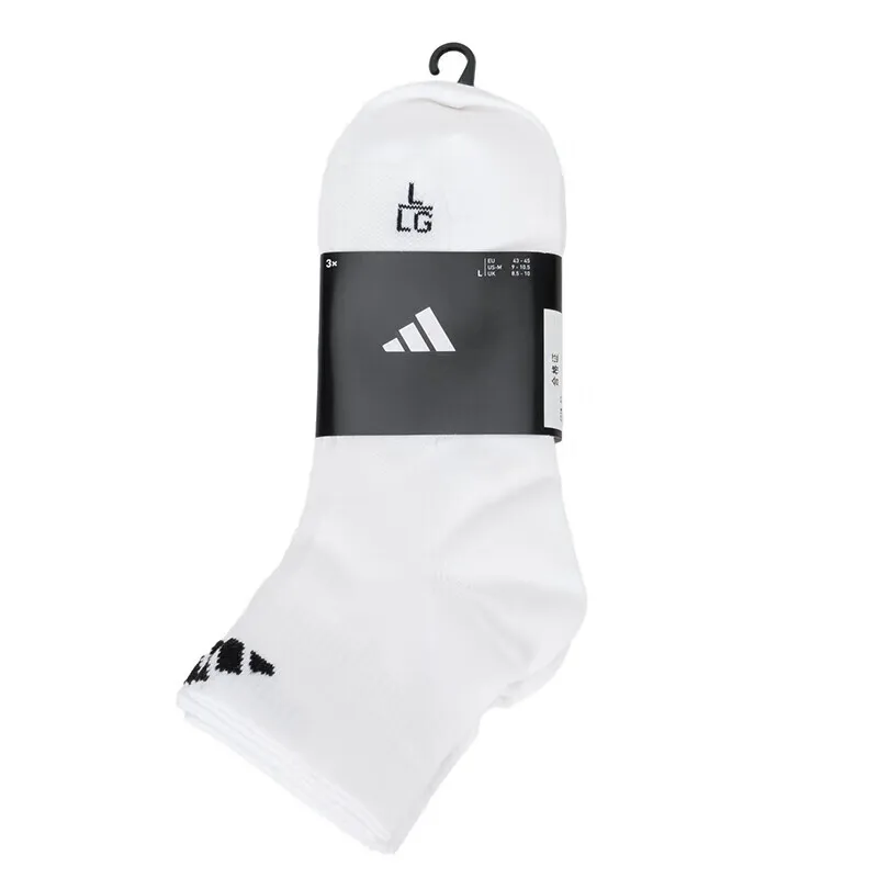 Adidas White Ankle - Length Sports Socks with Black Three - Stripes for Athletic and Daily Wear