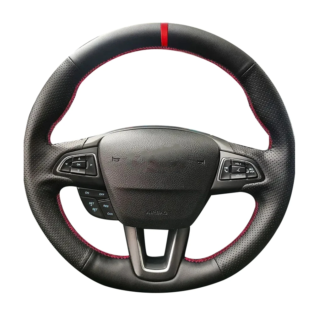 Antypoślizgowy pokrowiec na kierownicę ze sztucznej skóry do Ford Focus 3 2015 2016 2017 2018 Kuga Escape C-MAX Ecosport 2018
