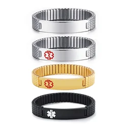 12mm Stainless Steel Star of Life Emergency Medical Care Sign Bracelet Bangle Men Classic Punk Glamor Casual Jewelry
