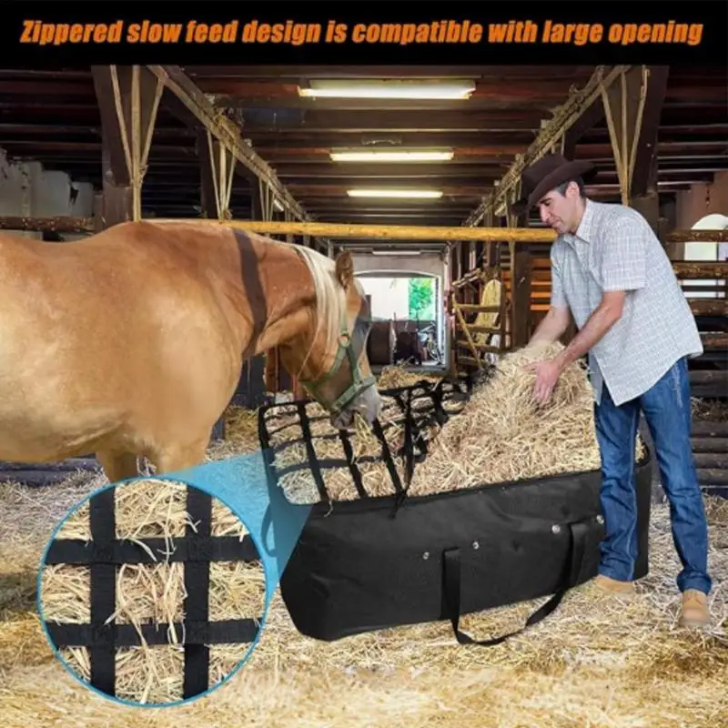 Hay Bale Storage Bag Extra Large Oxford Heavy Duty Hay Bale Storage Tote Waterproof With Top Slow Feed Design For Barn Stable