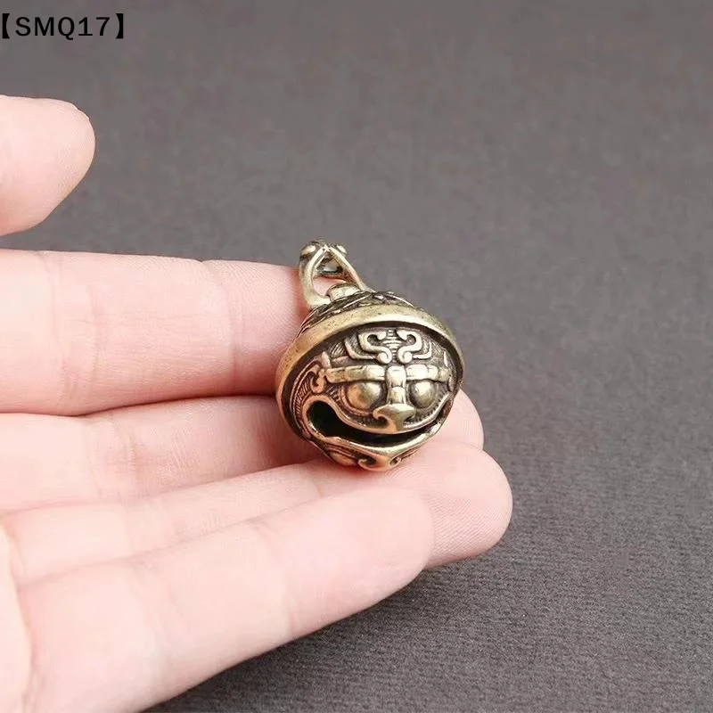 1PCS NEW Vintage Brass Taotie Pure Copper Gluttonous Bell Car Key Chain Pendant Small Pendant Men And Women【SMQ】