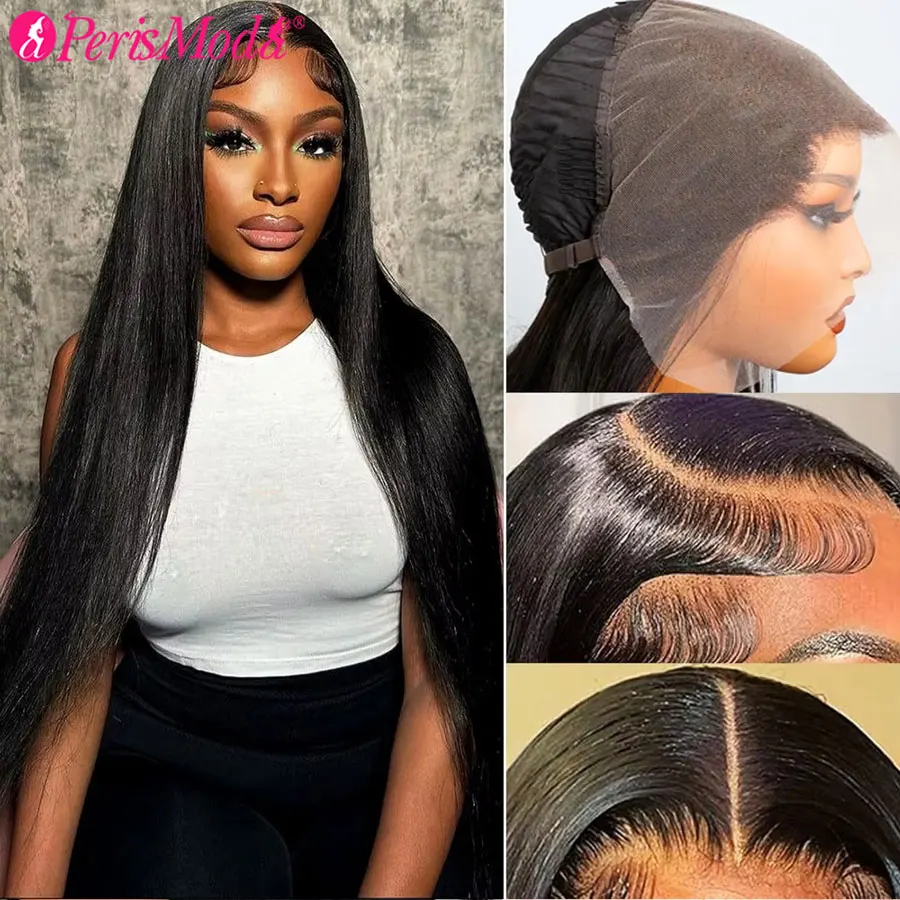 PerisModa 15A 13x6 Full HD TransParent Lace Frontal Wigs Straight Lace Front Human Hair Wig Pre Plucked 180% Brazilian Remy Hair