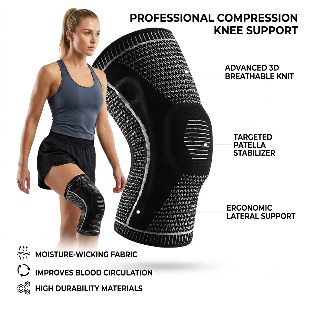 

Knee Braces Support for Men Women,with Patella Gel Pad & Side Stabilizers,Knee Pads for Running ACL Injury Recovery