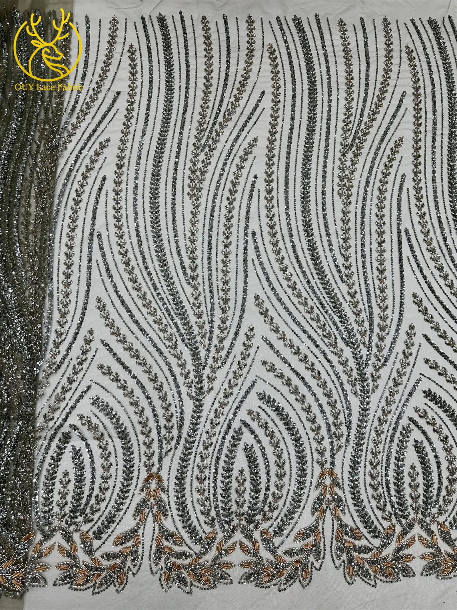Luxuriöser afrikanischer Brautkleid-Spitzenstoff 2026 – Hochwertige nigerianische französische Pailletten-Tüllspitze für Damen-Abendkleider zum Nähen – Detail 9
