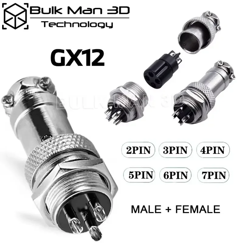 GX12 Male And Female Aviation Plug Socket Connector GX12-2/3/4/5/6/7 Pin Cable Aviation Plug Connector Fixed Rear Nut