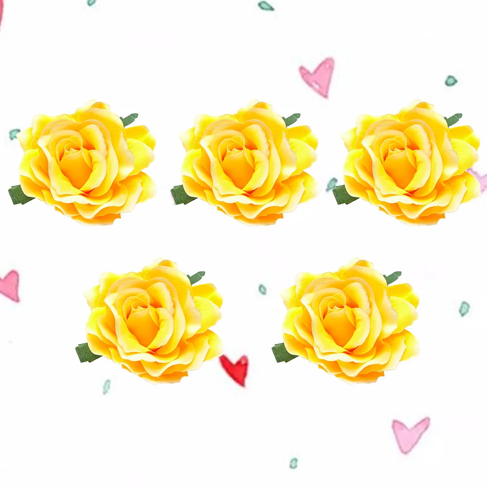 

5 PCS Big Rose Brooch Artificial Flower Headpiece for Women Wedding Flowers Decorations Clip Bridal Hair Brooches Accessory