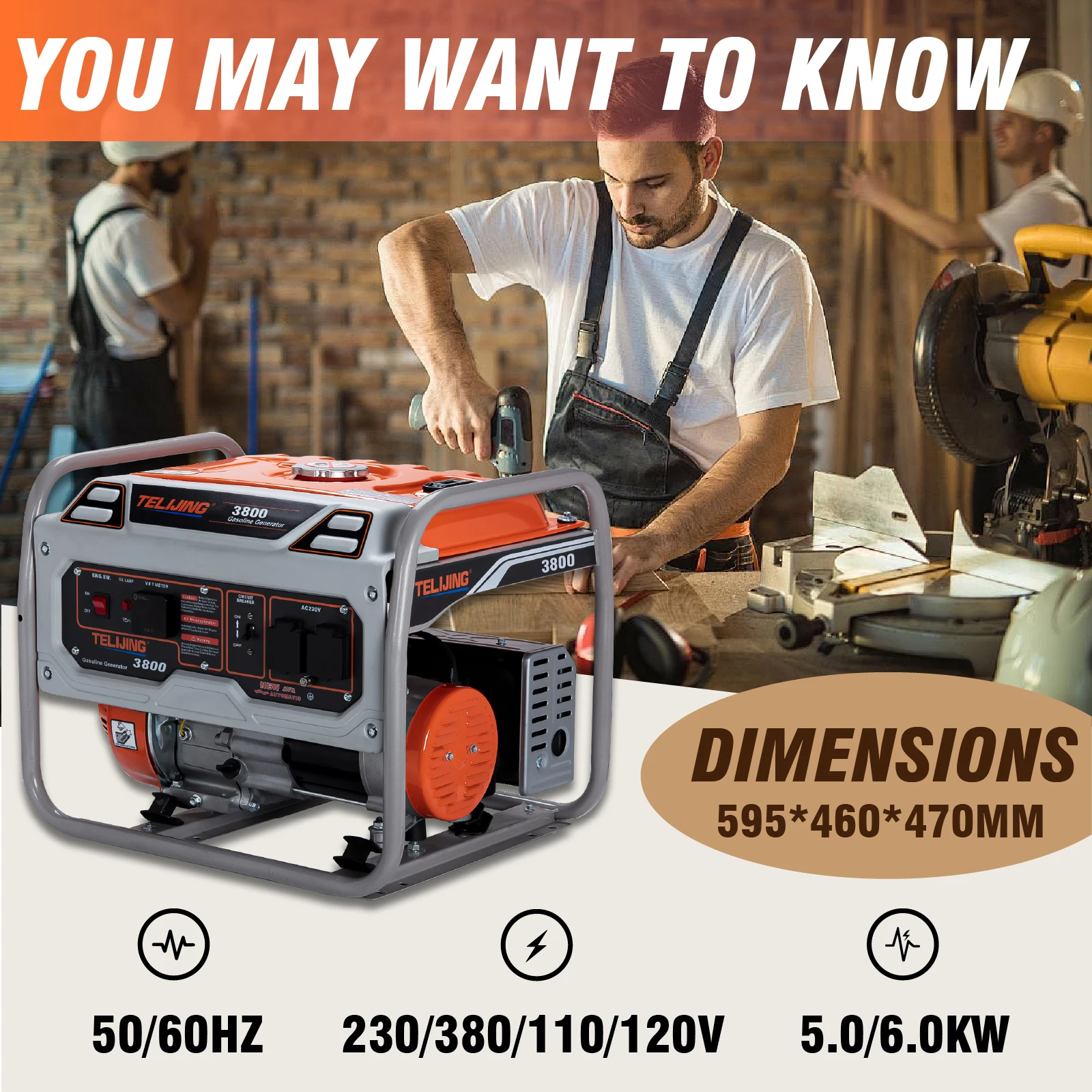 Hot selling 100% copper wire 3.2 kva gasoline generator single phase 7.5 hp engine  generator with wheels portable generator