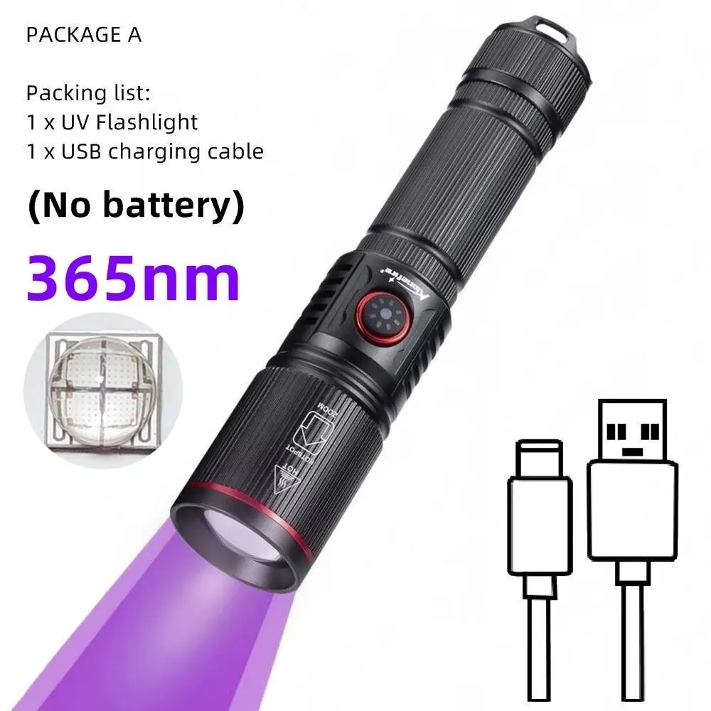 Zoom 20W Led High Power Uv Zaklamp 365/395nm Onzichtbare Inkt Marker Kat Hond Urine Tinea Ort Geld Schorpioen Fluorescentie Licht