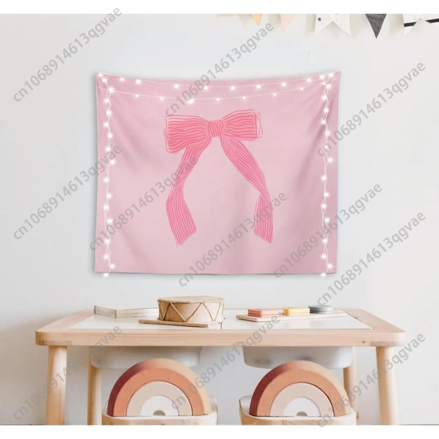 العصرية Coquette غرفة ديكور الوردي القوس نسيج الجدار الشنق Preppy جدار ديكور فني غرفة النوم أساسيات الجمالية مخصص الديكور